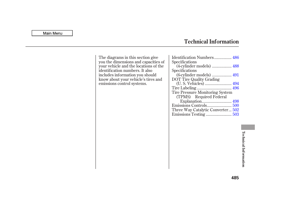 Technical information | Acura 2010 TSX User Manual | Page 488 / 524