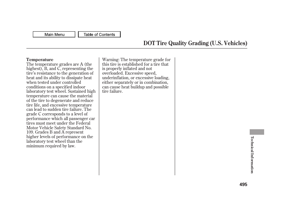 Dot tire quality grading (u.s. vehicles), 2010 tsx | Acura 2010 TSX User Manual | Page 498 / 524