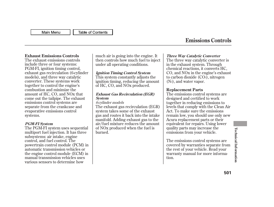 Emissions controls, 2010 tsx | Acura 2010 TSX User Manual | Page 504 / 524