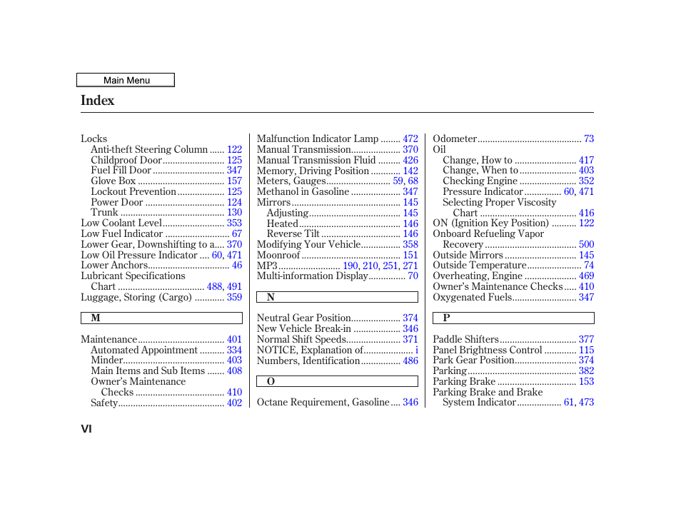 Untitled, Index | Acura 2010 TSX User Manual | Page 518 / 524