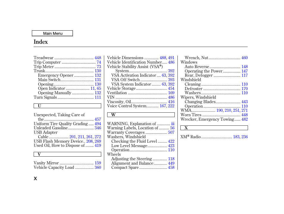 Index | Acura 2010 TSX User Manual | Page 522 / 524