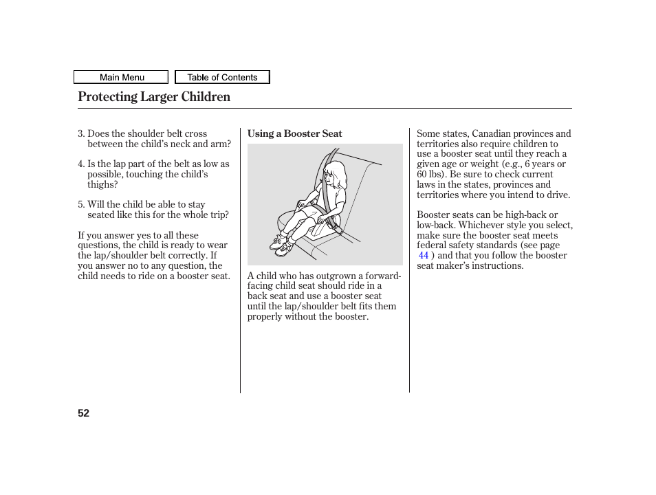 Protecting larger children | Acura 2010 TSX User Manual | Page 55 / 524