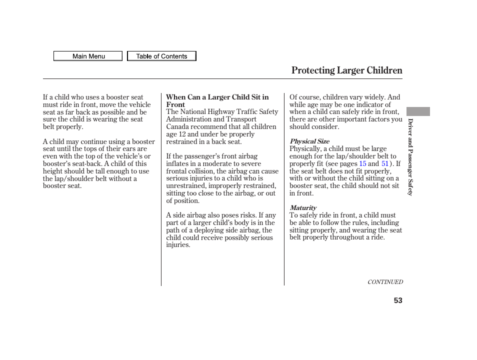 Protecting larger children, 2010 tsx | Acura 2010 TSX User Manual | Page 56 / 524