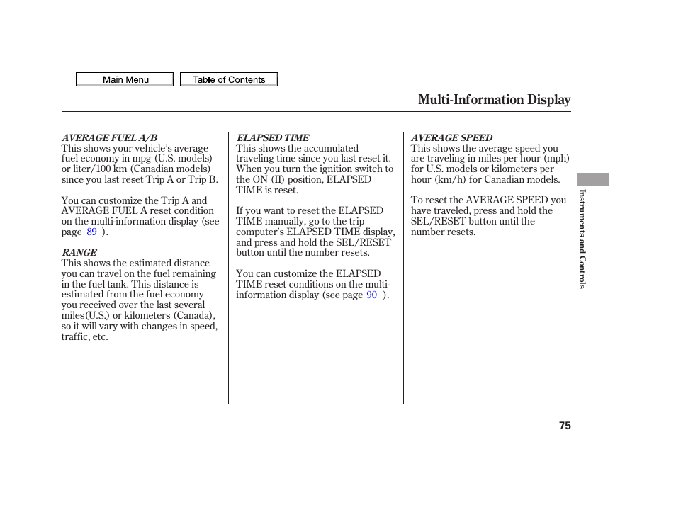 Multi-information display, 2010 tsx | Acura 2010 TSX User Manual | Page 78 / 524