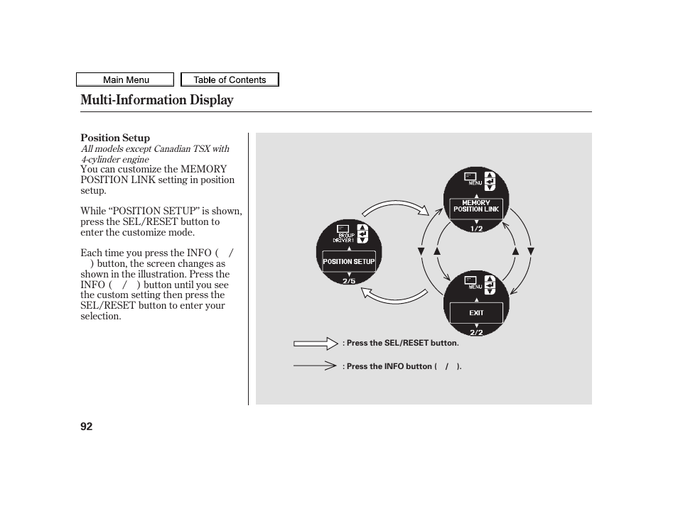 Multi-information display | Acura 2010 TSX User Manual | Page 95 / 524