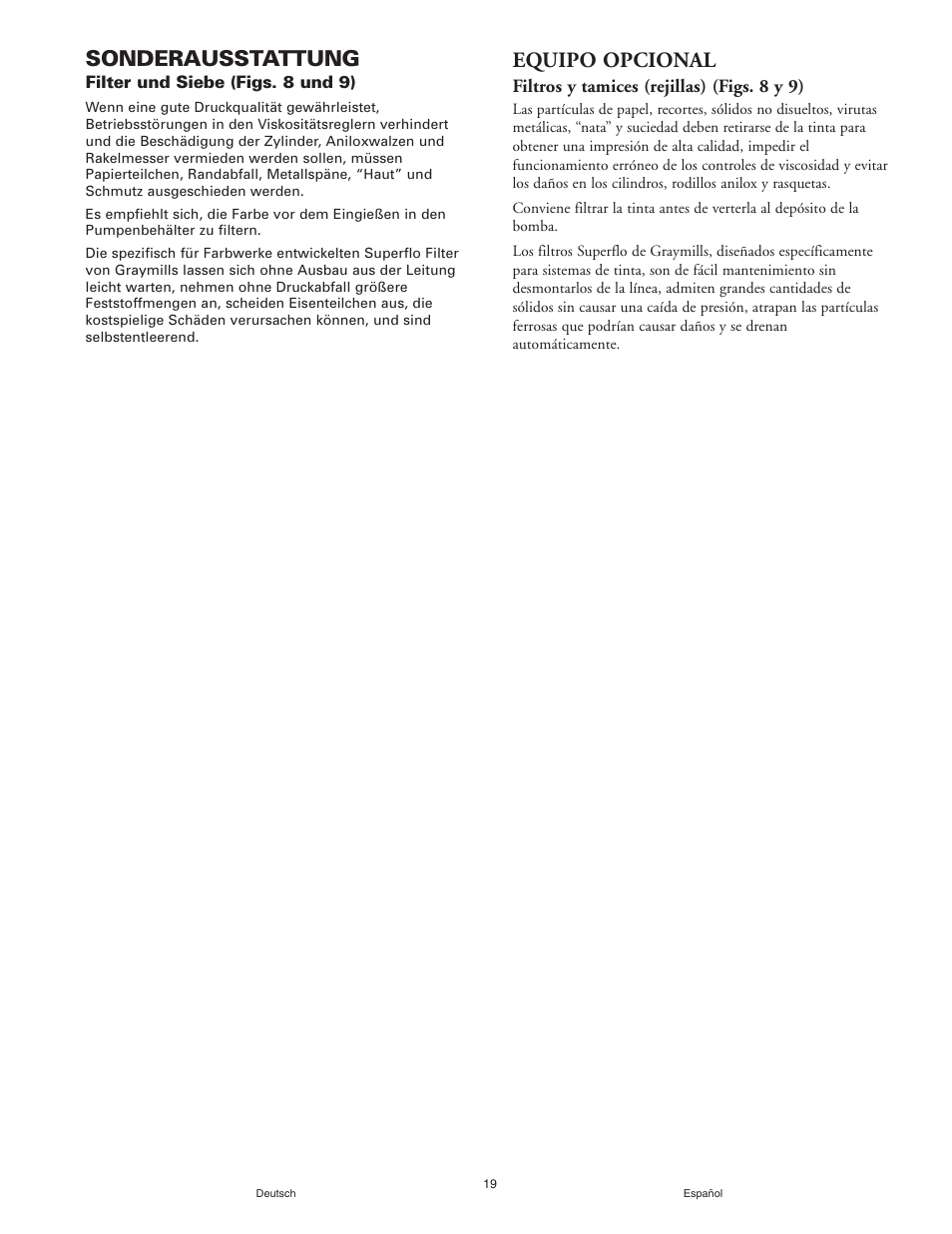 Sonderausstattung, Equipo opcional | Graymills Agitor Pump OMI Indv User Manual | Page 19 / 32