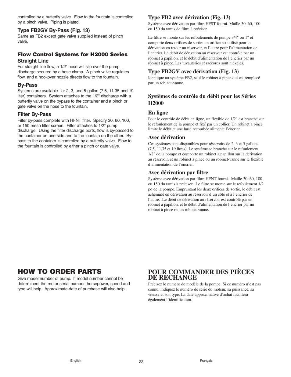 How to order parts, Pour commander des pièces de rechange | Graymills Agitor Pump OMI Indv User Manual | Page 22 / 32