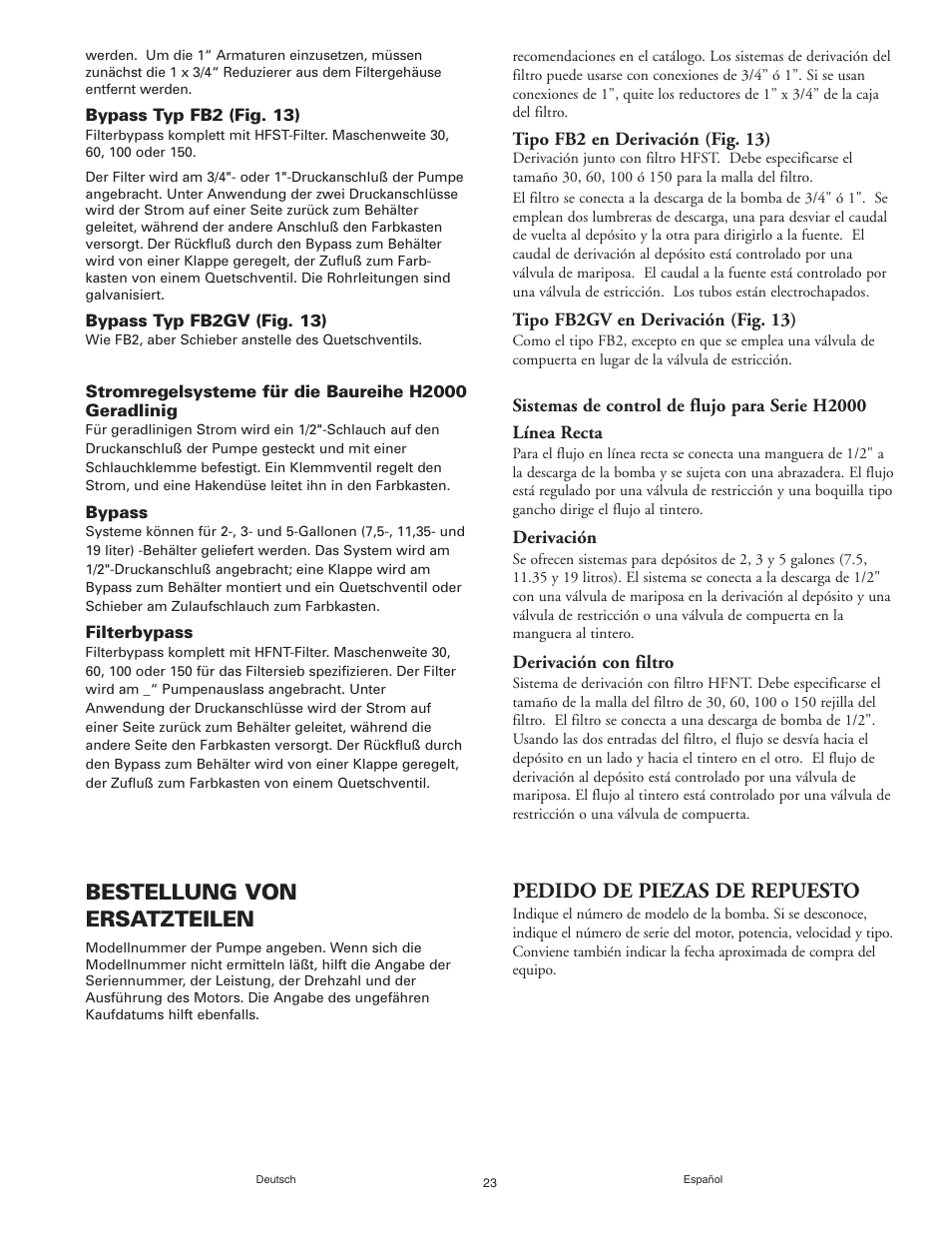 Bestellung von ersatzteilen, Pedido de piezas de repuesto | Graymills Agitor Pump OMI Indv User Manual | Page 23 / 32