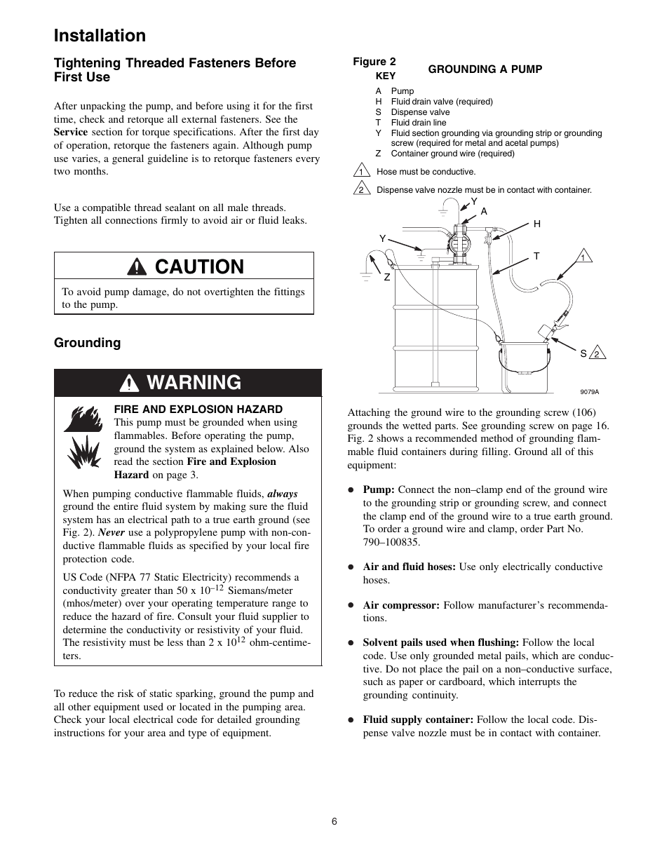 Caution, Warning, Installation | Graymills DDP .5' Pump User Manual | Page 6 / 20