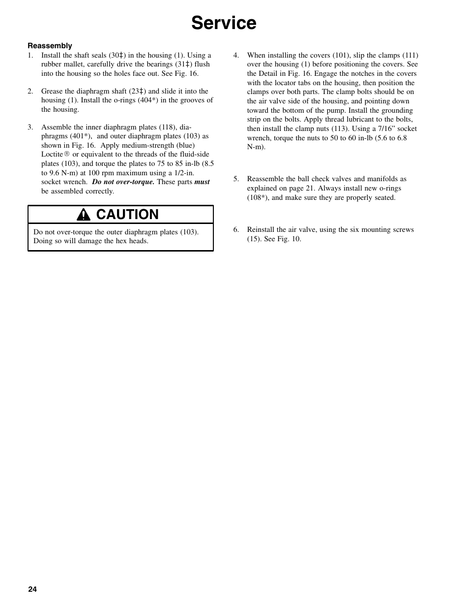 Service, Caution | Graymills DDP .375' Pump OMI User Manual | Page 24 / 32