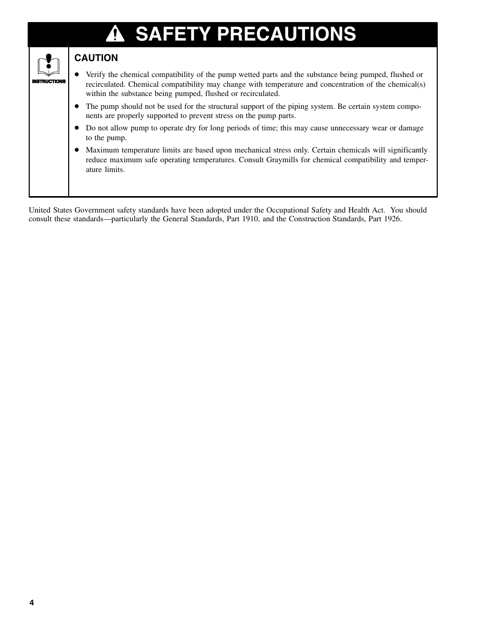 Safety precautions | Graymills DDP 1' Aluminum Pump User Manual | Page 4 / 26
