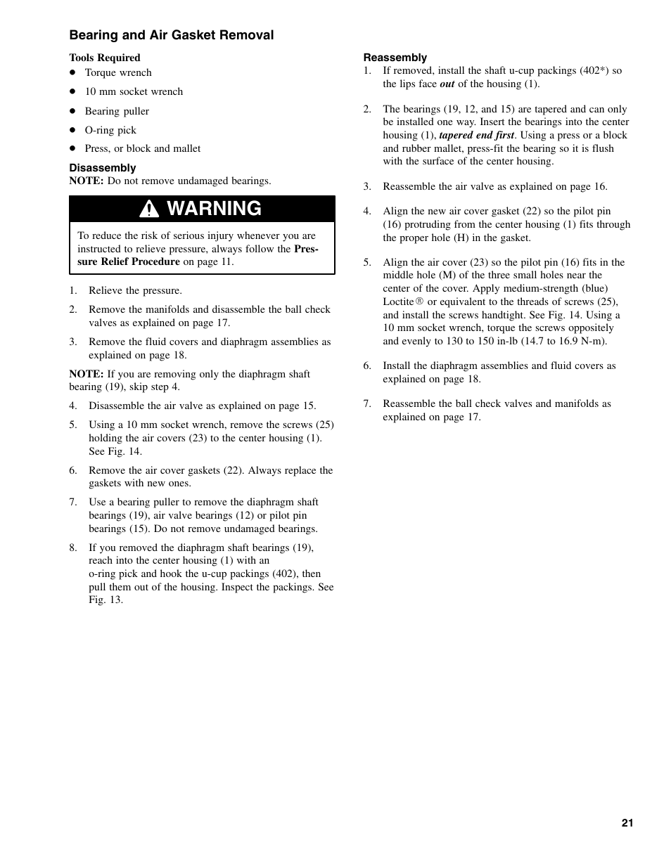 Warning | Graymills DDP 1' Pump OMI User Manual | Page 21 / 26