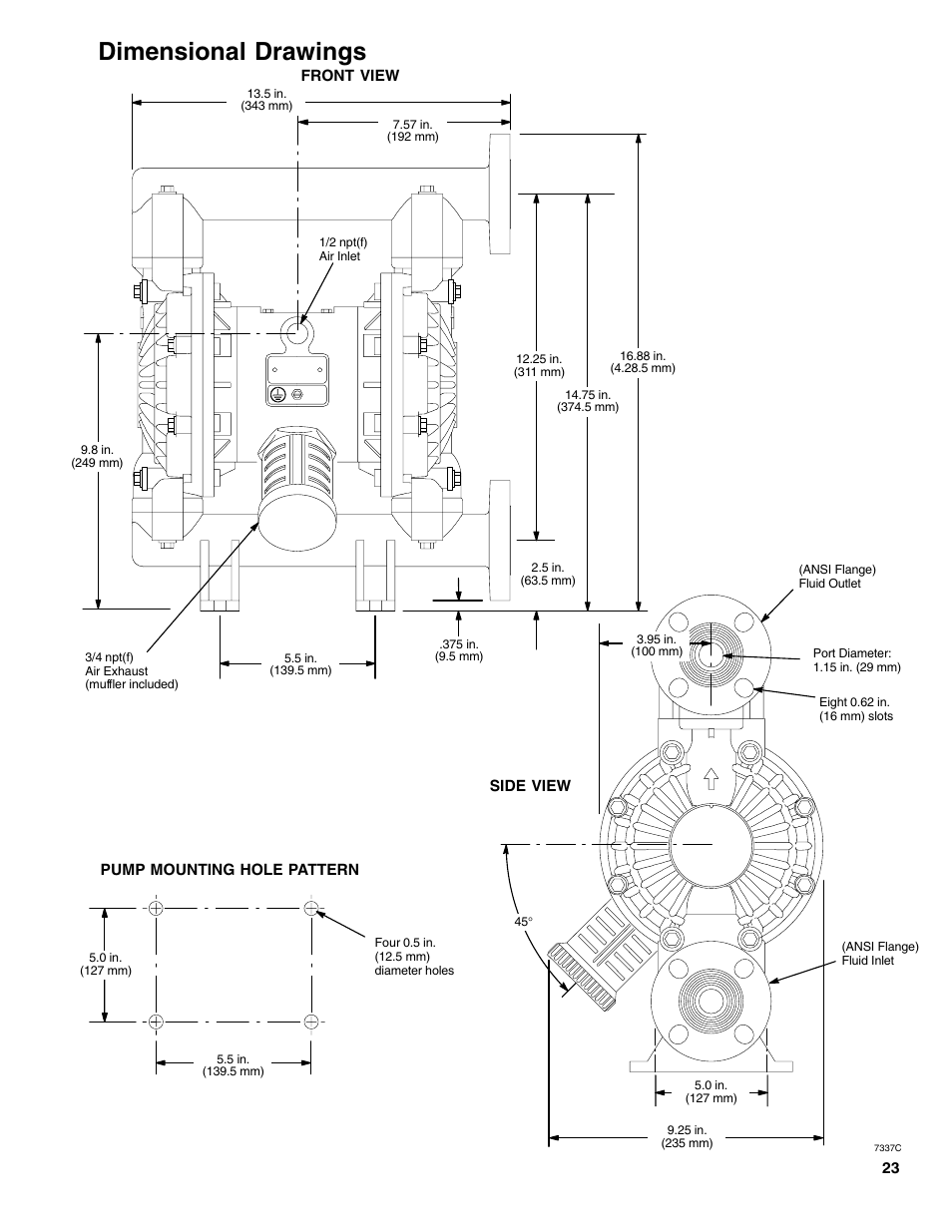 Dimensional drawings | Graymills DDP 1' Pump OMI User Manual | Page 23 / 26