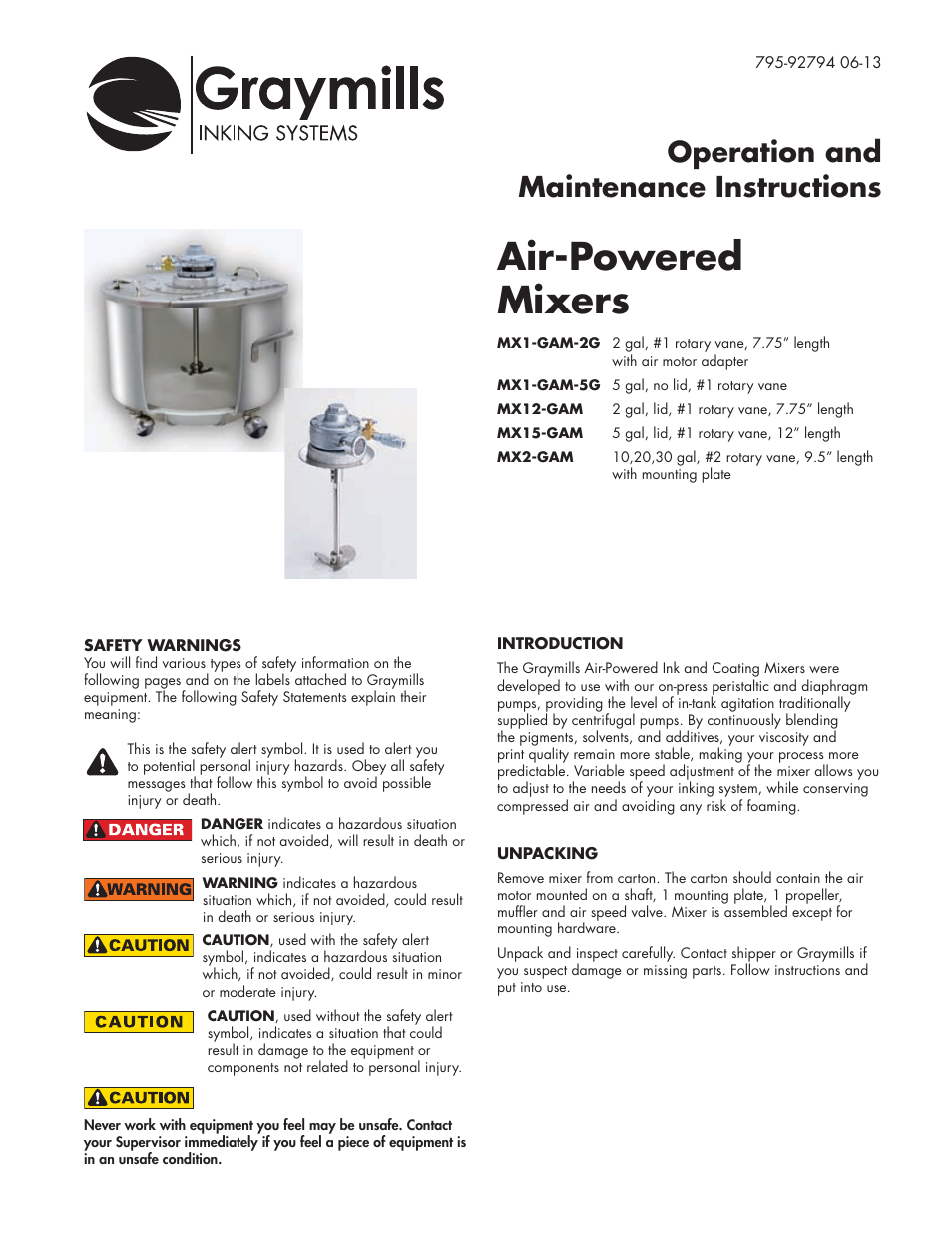 Graymills Air Mixer OMI User Manual | 7 pages