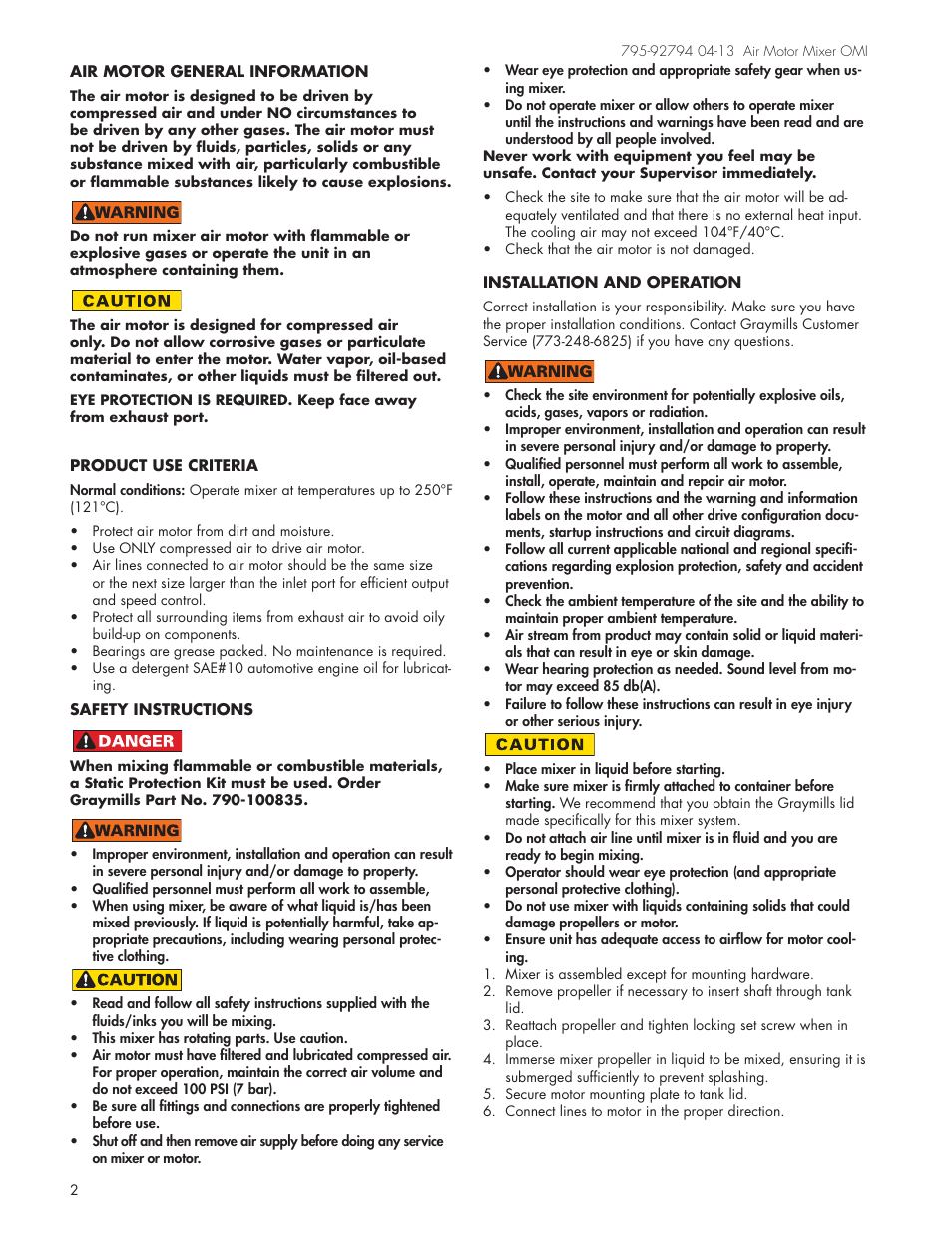 Graymills Air Mixer OMI User Manual | Page 2 / 7