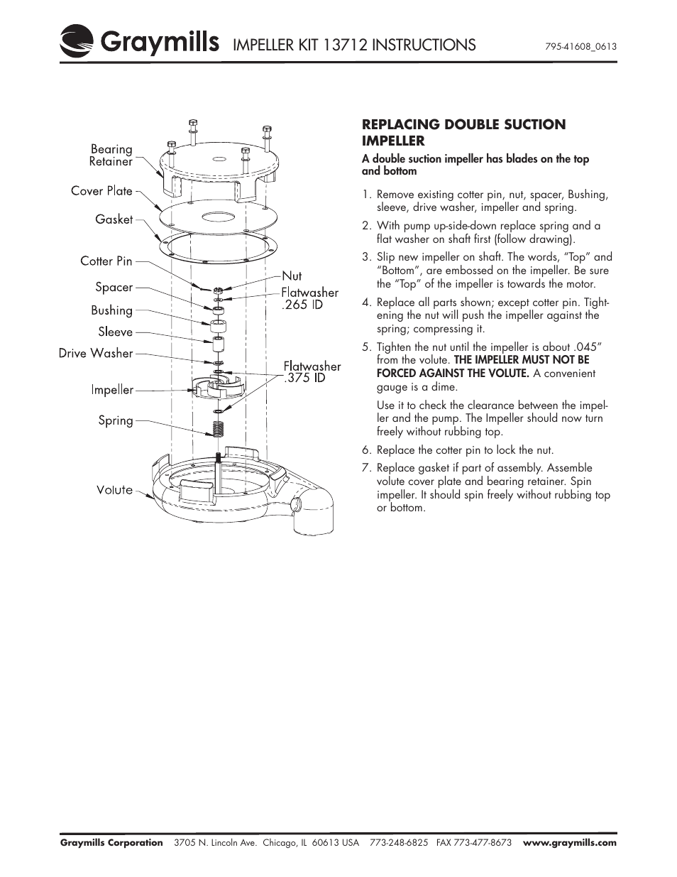 Graymills Impeller Replacement User Manual | 1 page