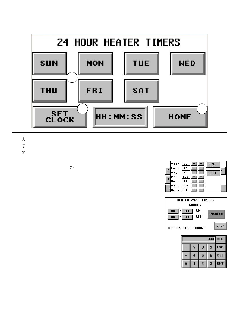 24 hour heater timers, Setting machine clock, Individual day settings | Enable/disable, Setting on/off time | Graymills 795-90716 LKN User Manual | Page 10 / 15