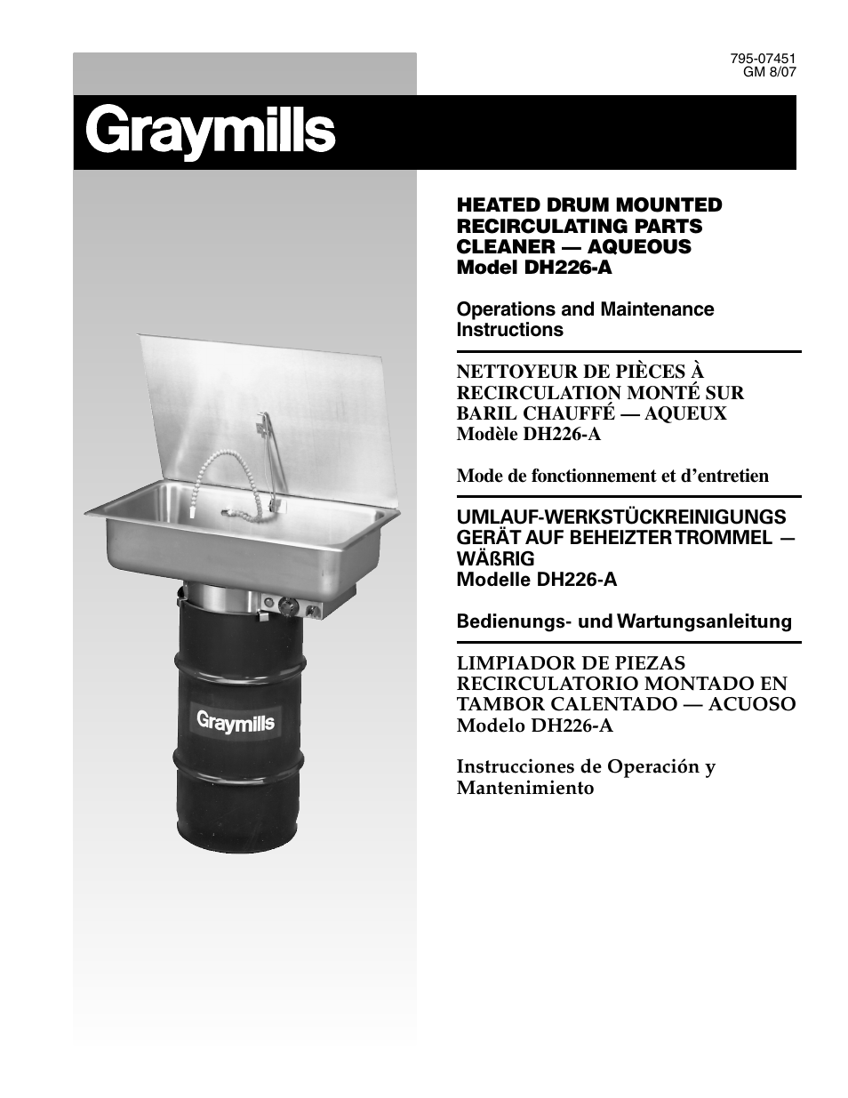 Graymills DH226A Drum Mount OMI User Manual | 16 pages