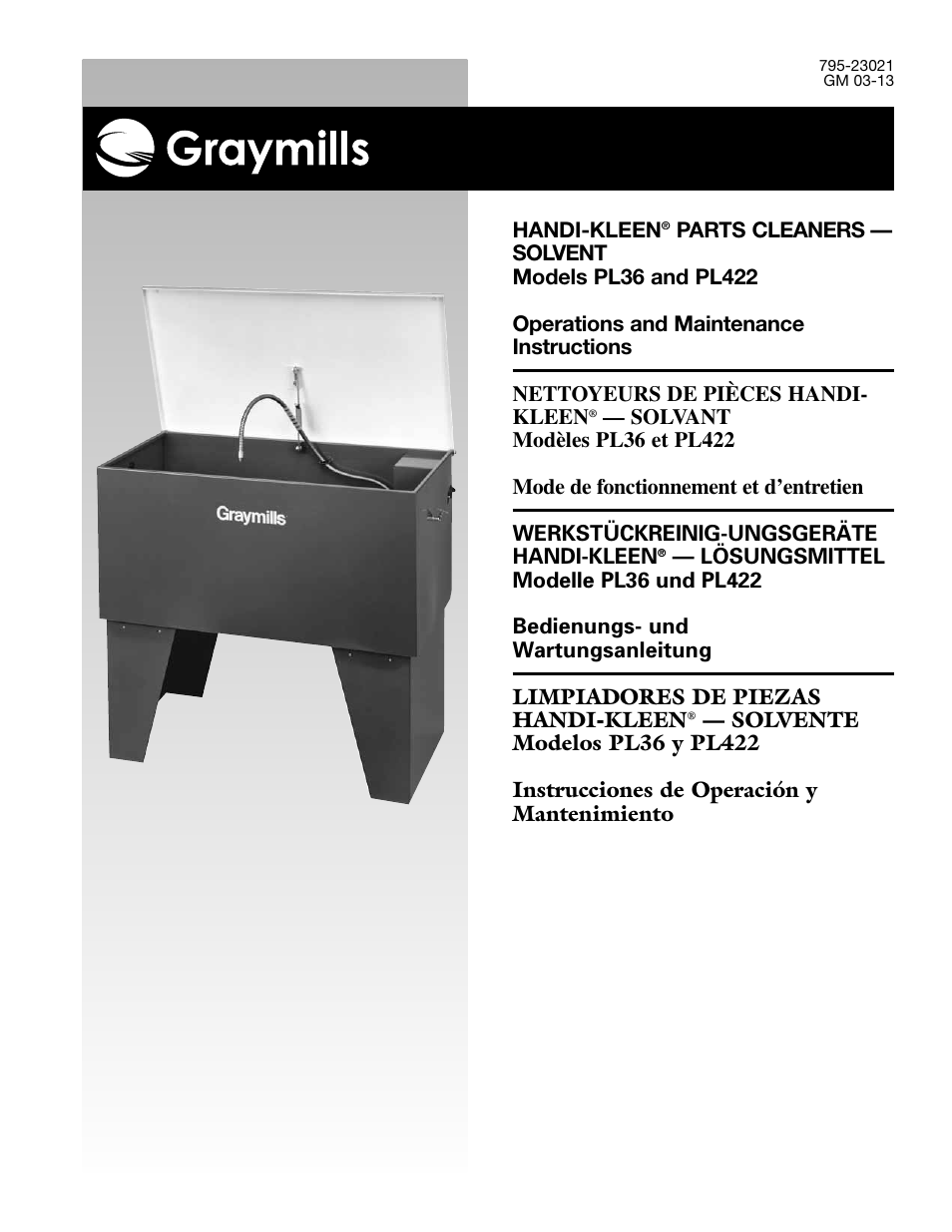 Graymills Handi-Kleen PL422 OMI User Manual | 20 pages