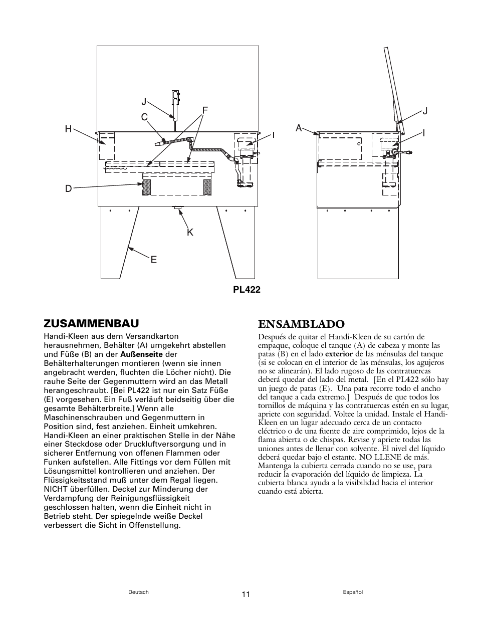 Zusammenbau, Ensamblado | Graymills Handi-Kleen PL422 OMI User Manual | Page 11 / 20