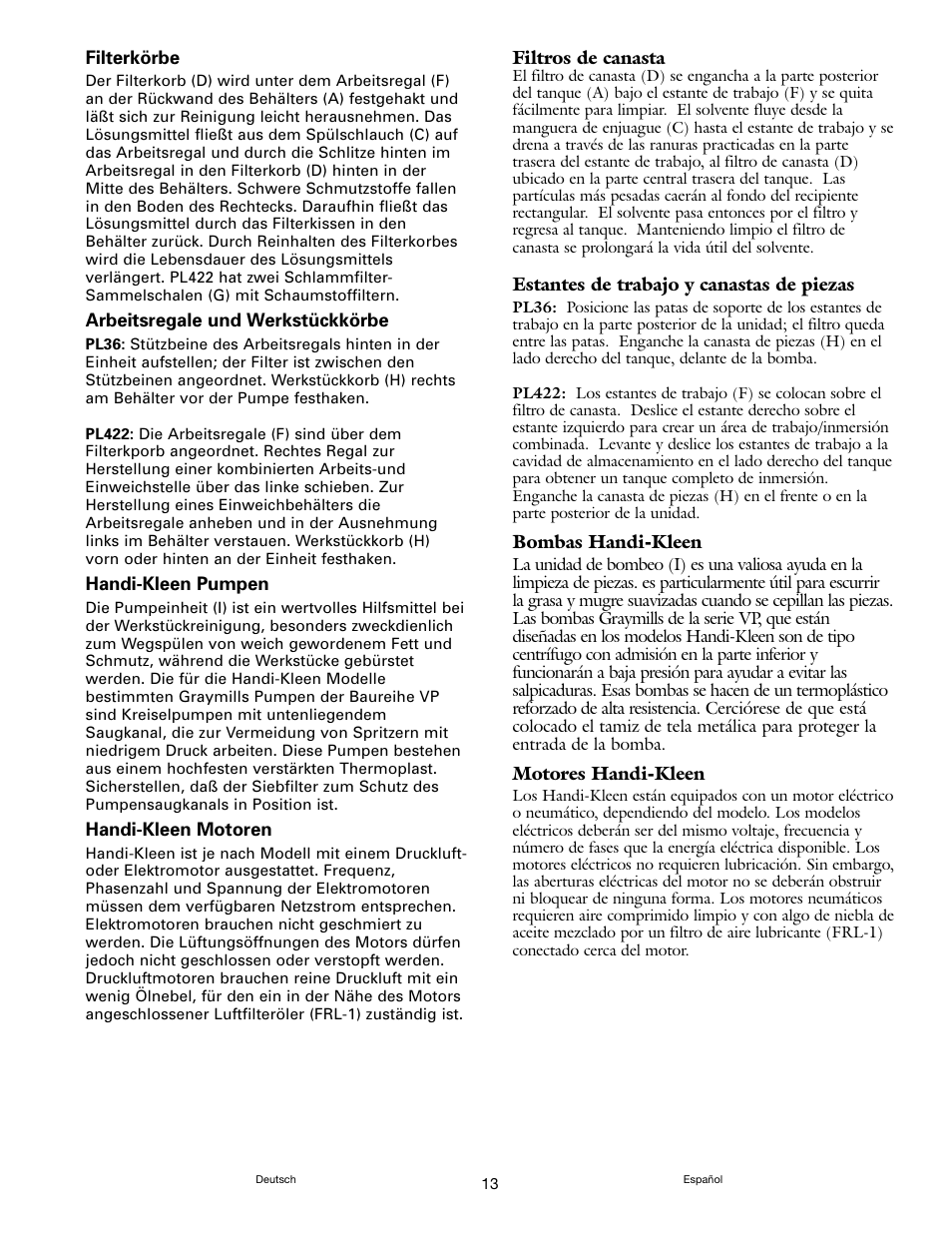 Graymills Handi-Kleen PL422 OMI User Manual | Page 13 / 20