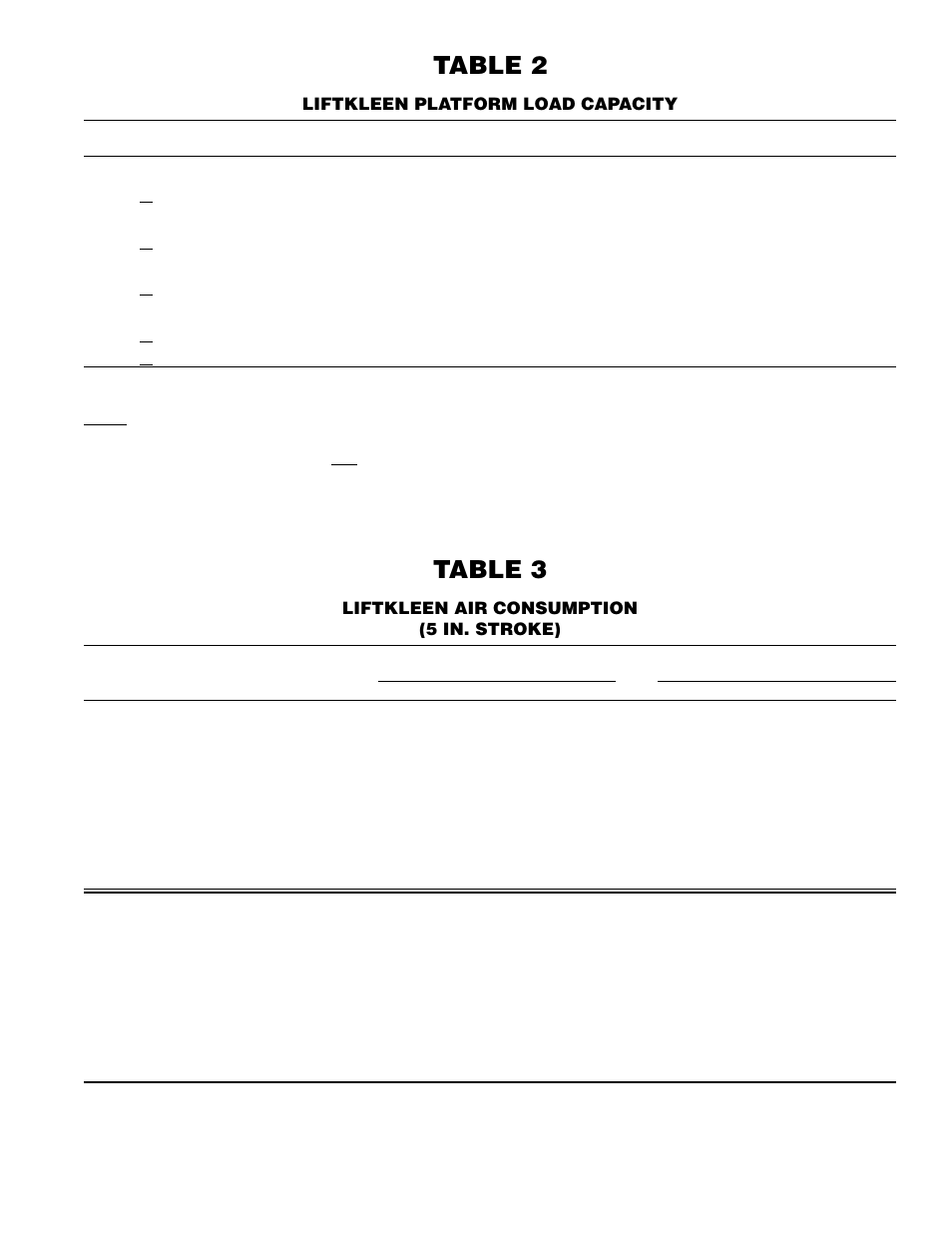 Table 2, Table 3 | Graymills Liftkleen L-Series OMI User Manual | Page 14 / 35