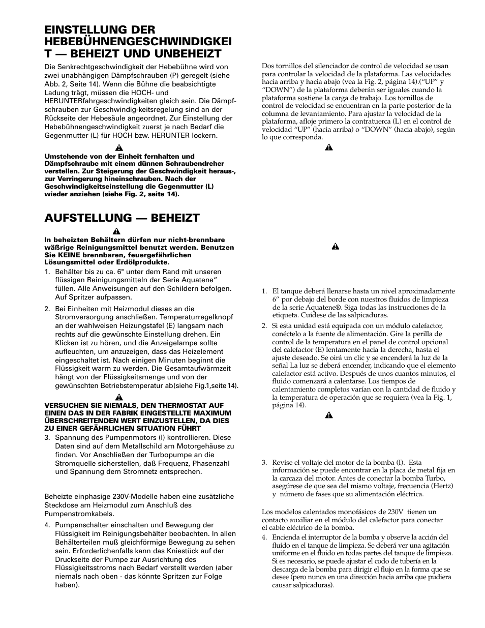 Instalación – con calefacción, Aufstellung — beheizt | Graymills Liftkleen T-Series OMI User Manual | Page 17 / 32