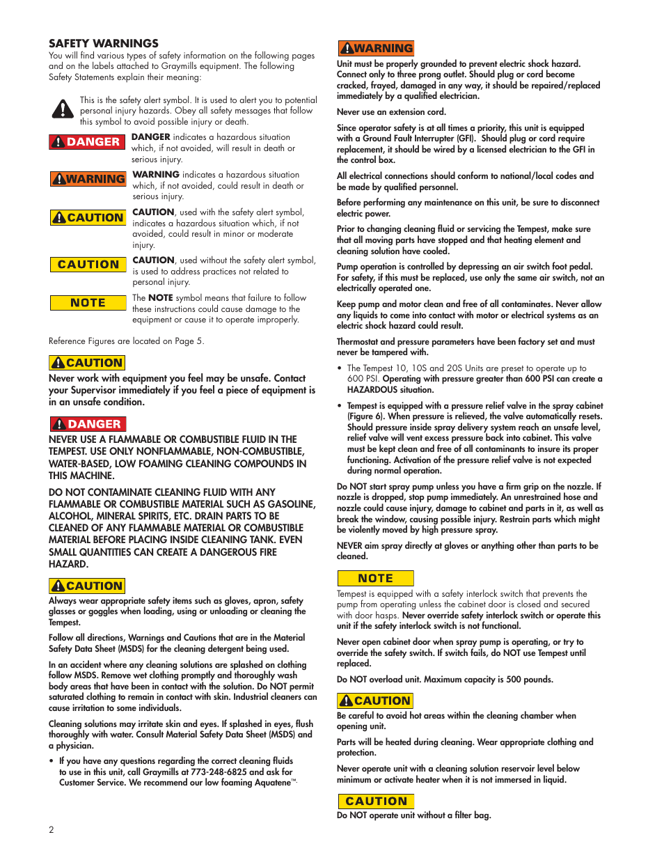 Graymills Tempest Tl2 OMI User Manual | Page 2 / 8