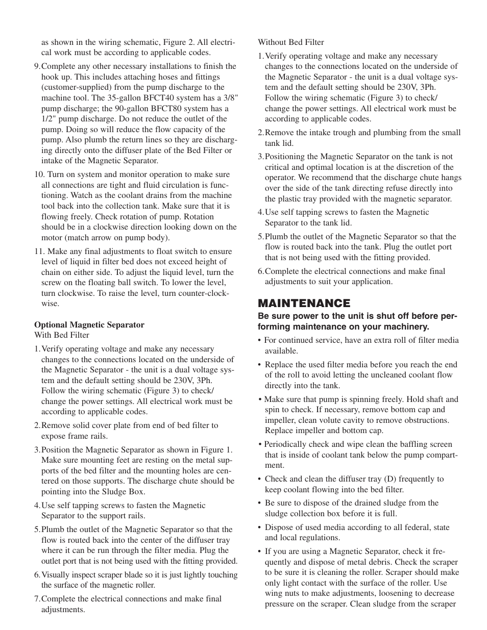 Maintenance | Graymills Bed Filter Magnetic Seperator OMI User Manual | Page 3 / 4