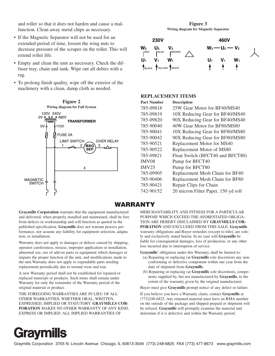 Warranty | Graymills Bed Filter Magnetic Seperator OMI User Manual | Page 4 / 4