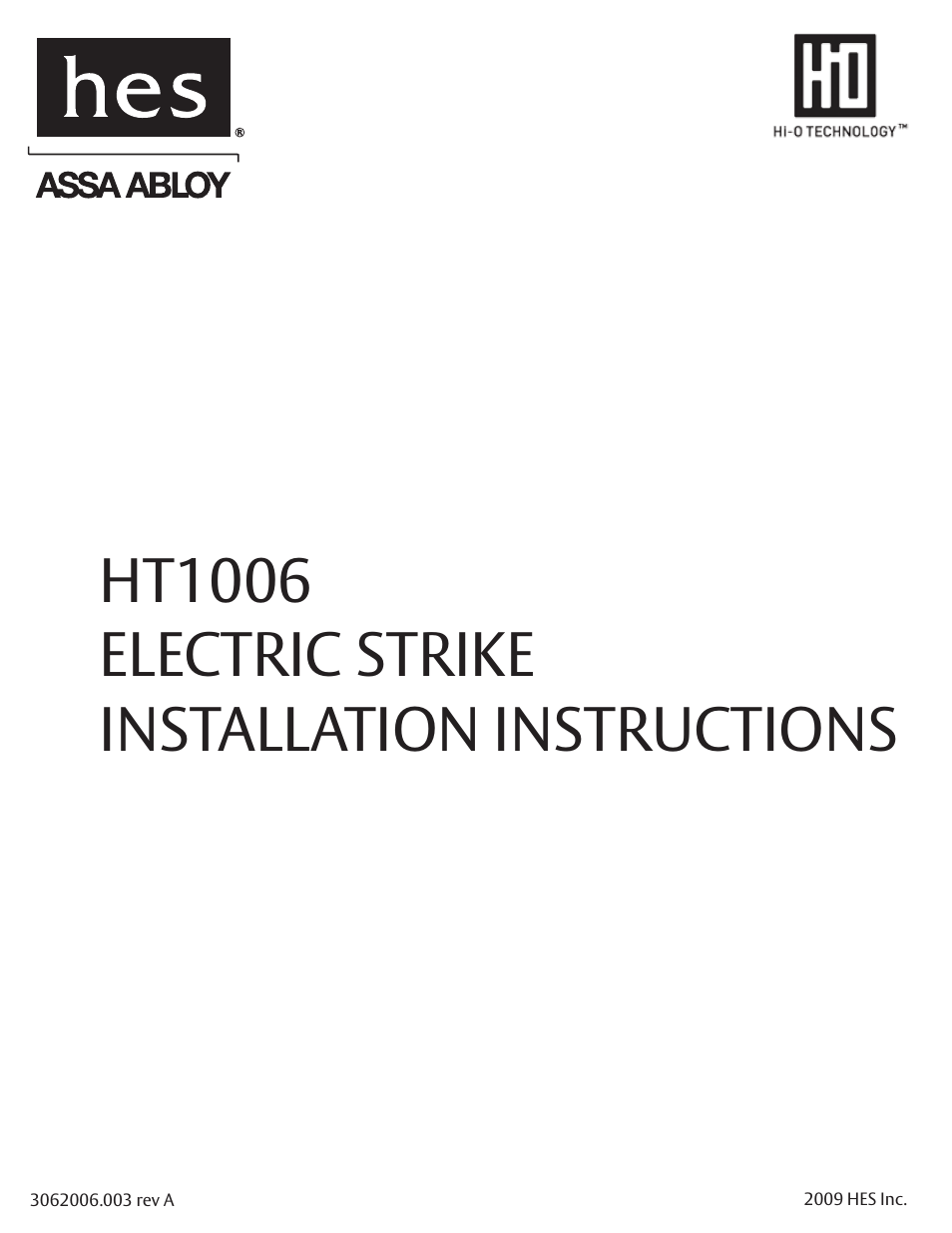 Ht1006 electric strike installation instructions | HES HT1006 User Manual | Page 11 / 11