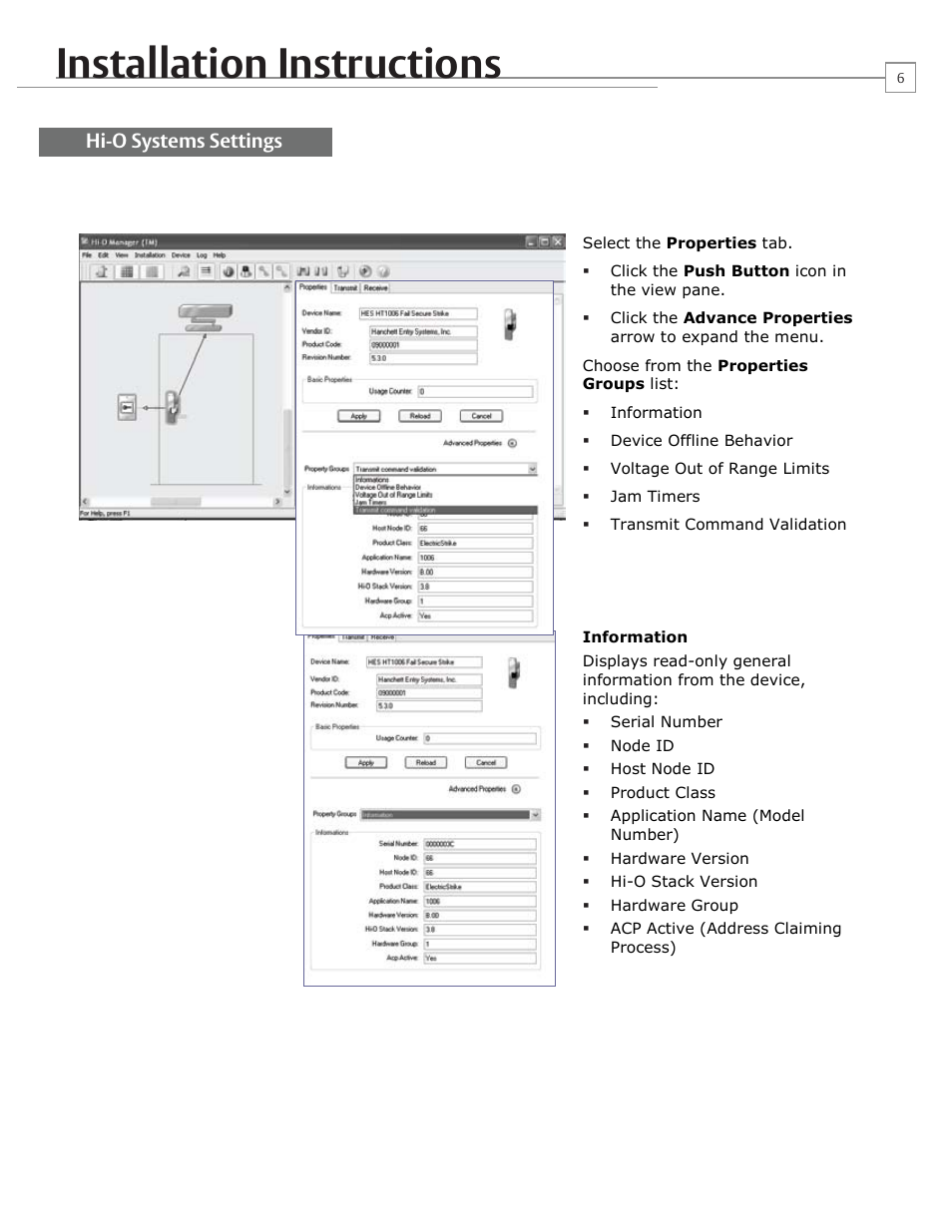 Installation instructions, Hi-o systems settings | HES HT1006 User Manual | Page 6 / 11