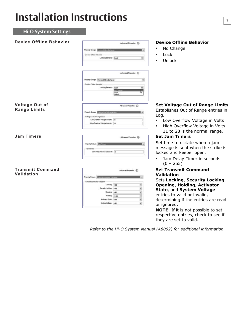 Installation instructions, Hi-o system settings | HES HT1006 User Manual | Page 7 / 11