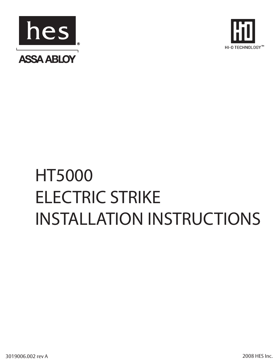 Ht5000 electric strike installation instructions | HES HT5000 User Manual | Page 10 / 10