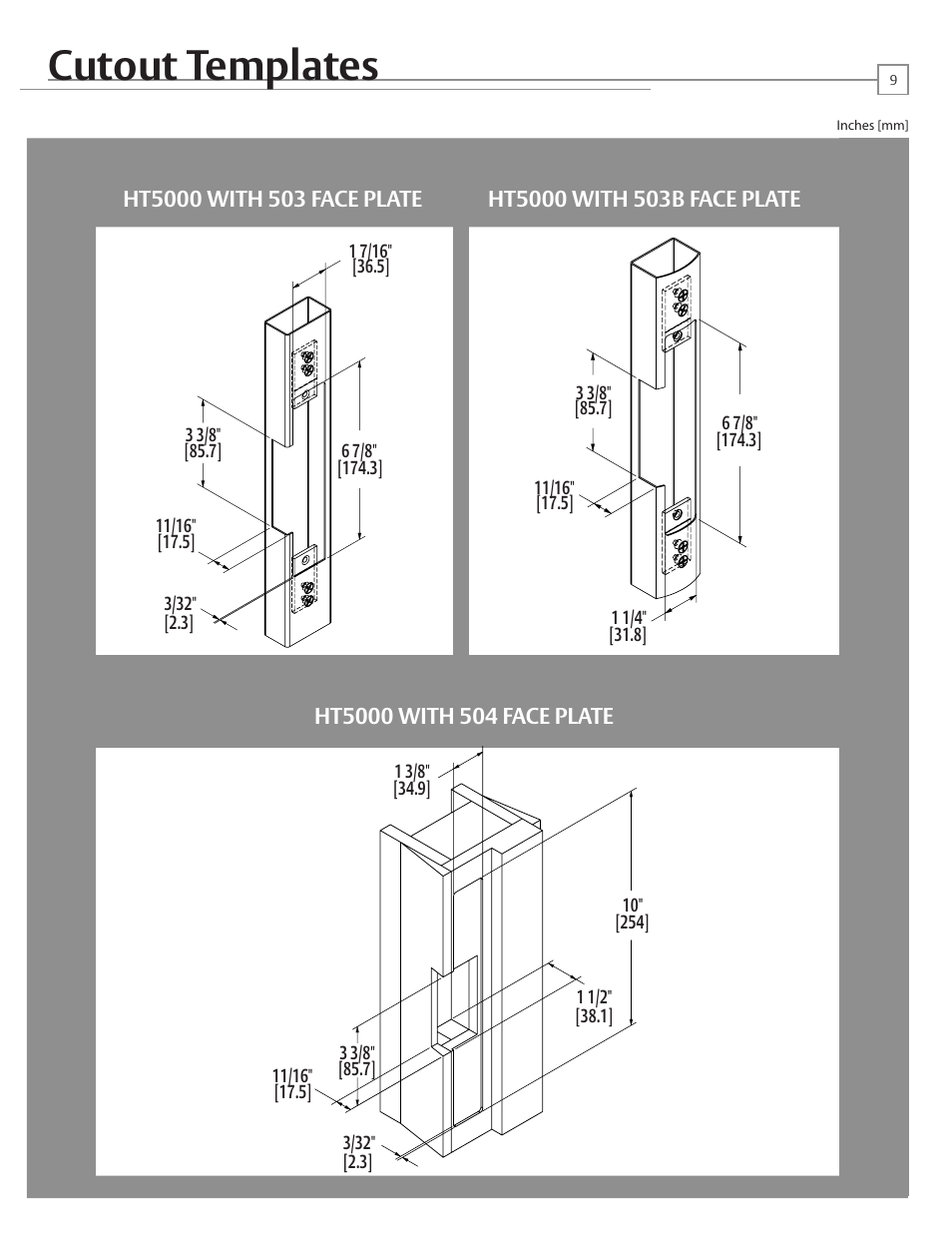 Cutout templates | HES HT5000 User Manual | Page 9 / 10