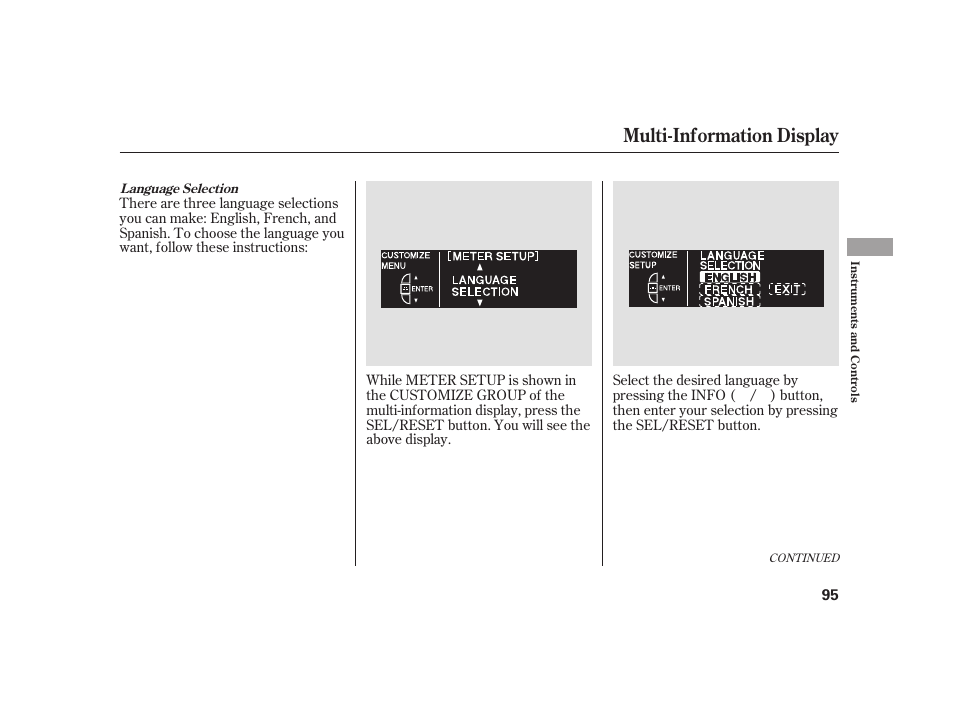 Multi-information display | Acura 2009 RL User Manual | Page 101 / 554