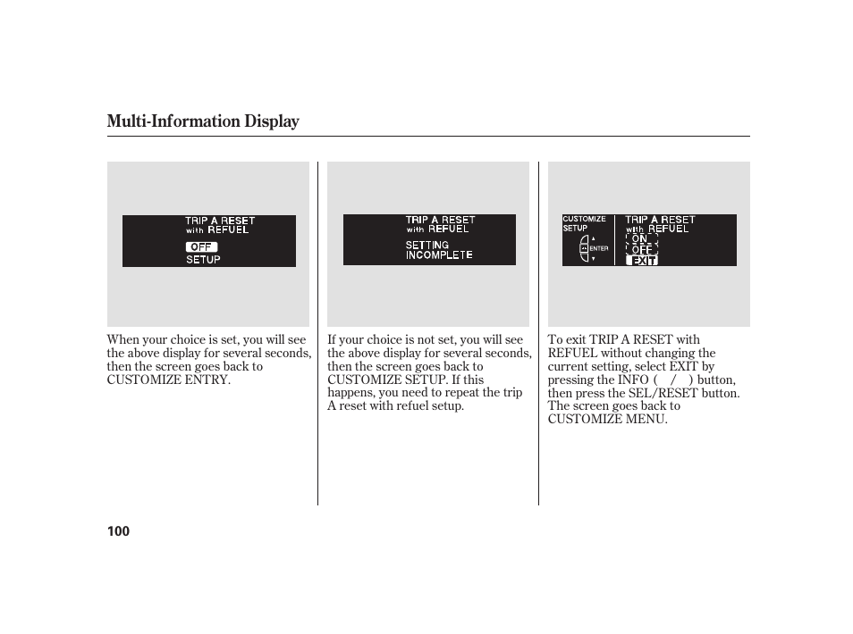 Multi-information display | Acura 2009 RL User Manual | Page 106 / 554