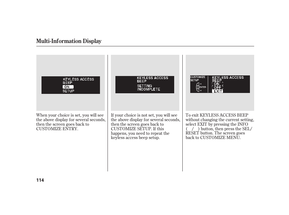 Multi-information display | Acura 2009 RL User Manual | Page 120 / 554