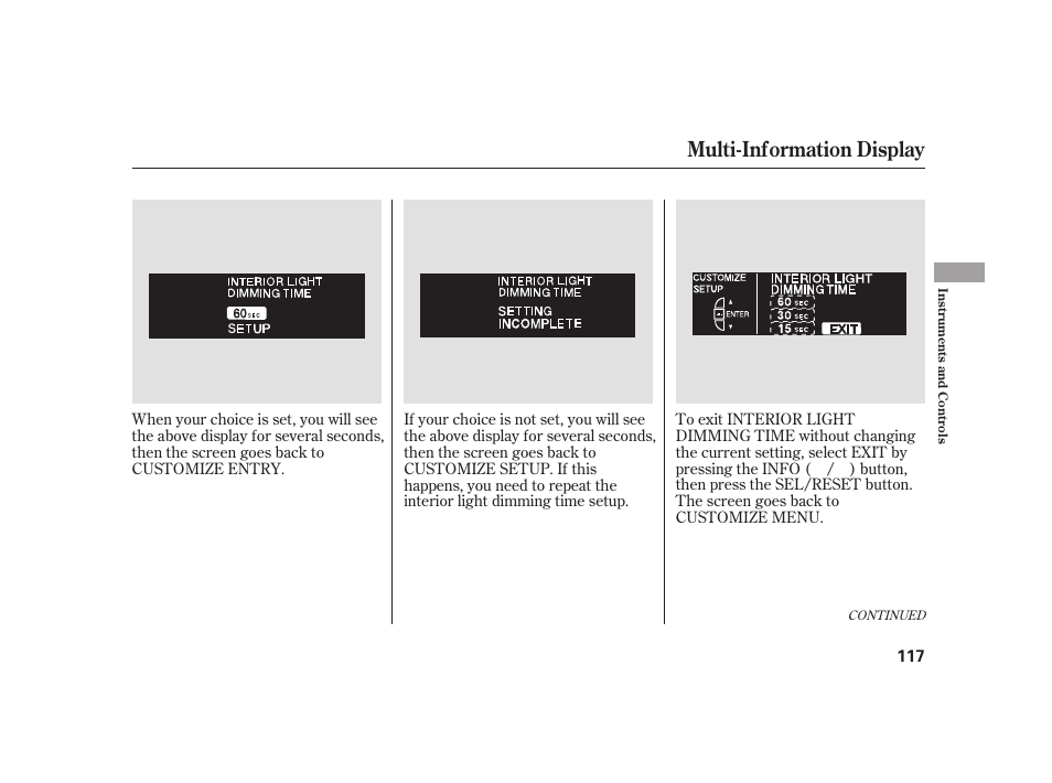 Multi-information display | Acura 2009 RL User Manual | Page 123 / 554