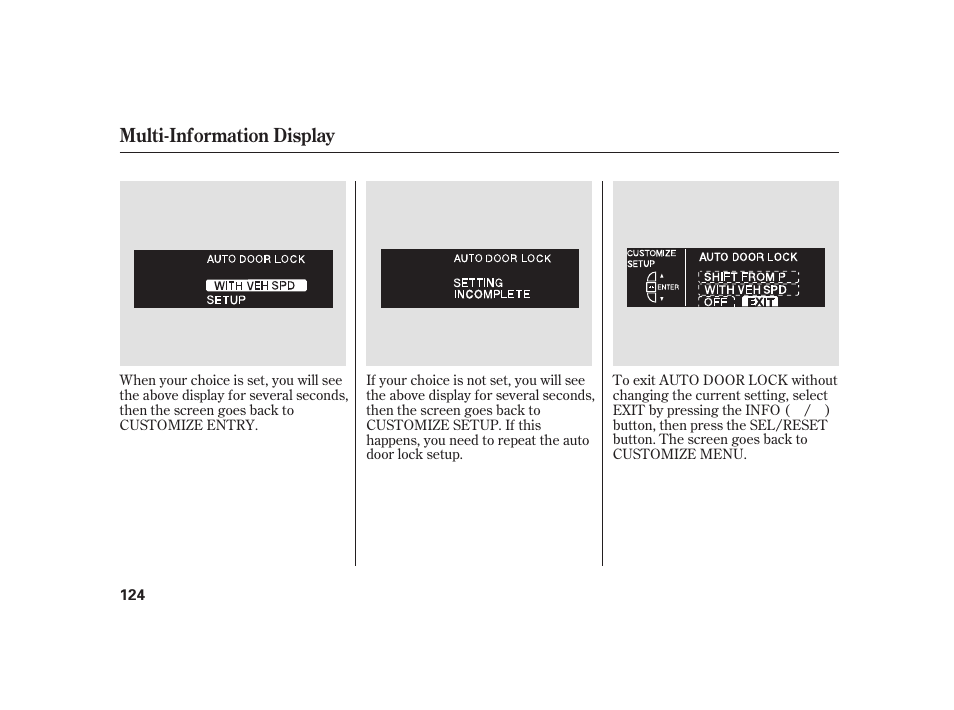 Multi-information display | Acura 2009 RL User Manual | Page 130 / 554