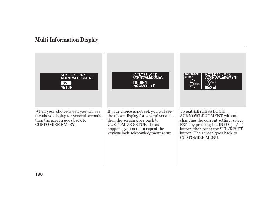 Multi-information display | Acura 2009 RL User Manual | Page 136 / 554