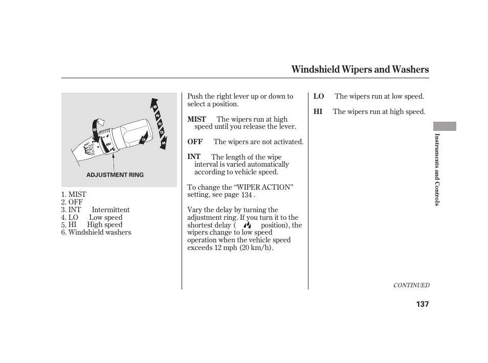 Windshield wipers and washers | Acura 2009 RL User Manual | Page 143 / 554