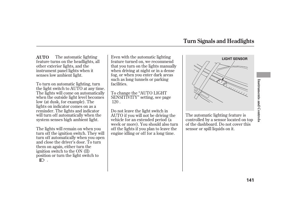 Turn signals and headlights | Acura 2009 RL User Manual | Page 147 / 554
