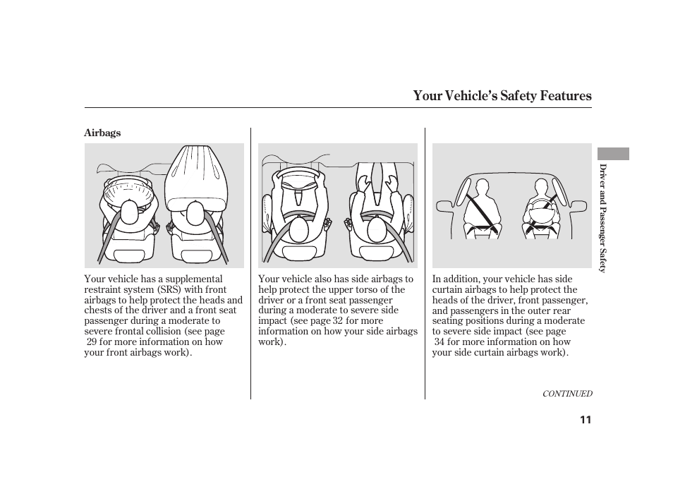 Your vehicle’s safety features | Acura 2009 RL User Manual | Page 17 / 554