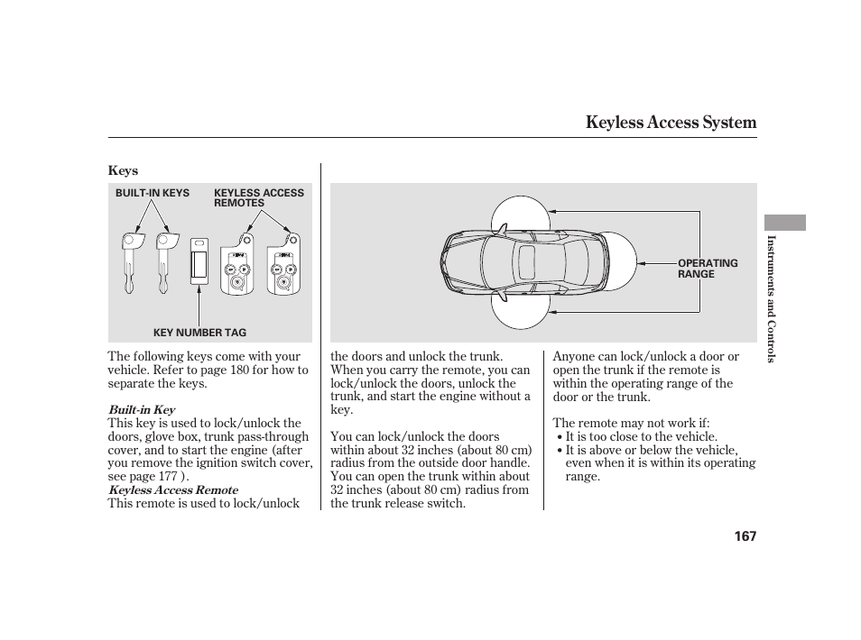 Keyless access system | Acura 2009 RL User Manual | Page 173 / 554