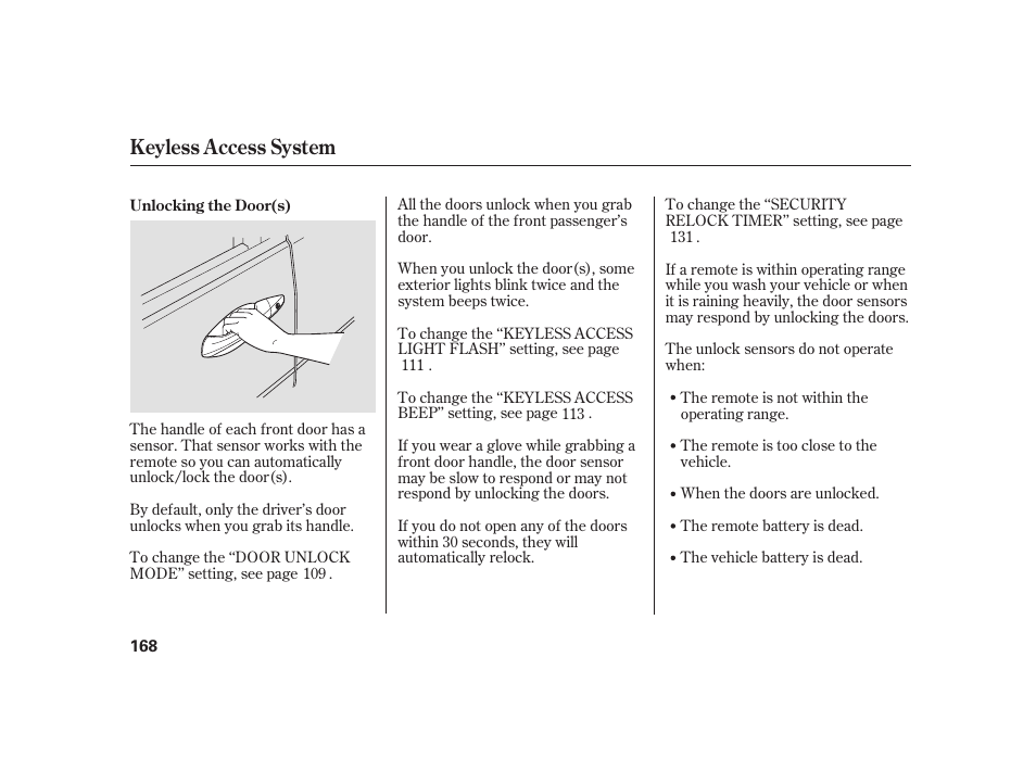 Keyless access system | Acura 2009 RL User Manual | Page 174 / 554
