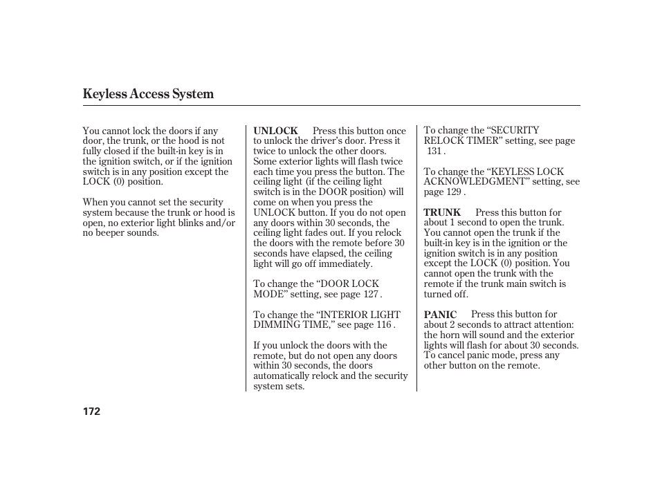 Keyless access system | Acura 2009 RL User Manual | Page 178 / 554