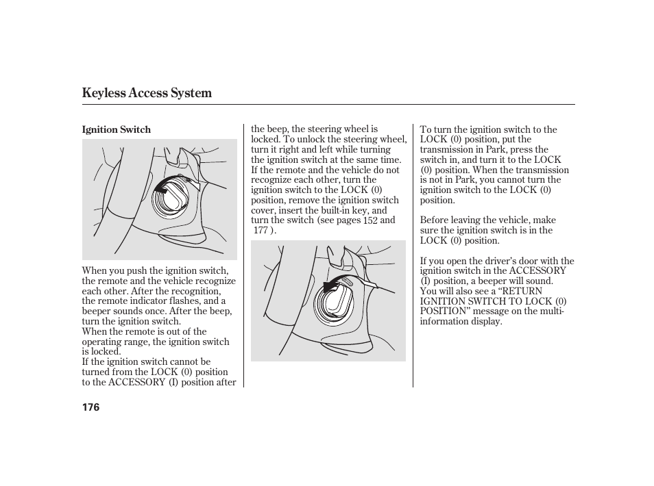 Keyless access system | Acura 2009 RL User Manual | Page 182 / 554