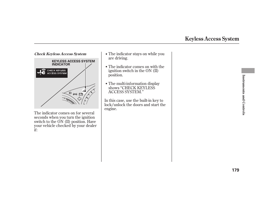 Keyless access system | Acura 2009 RL User Manual | Page 185 / 554