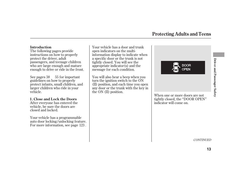 Protecting adults and teens | Acura 2009 RL User Manual | Page 19 / 554